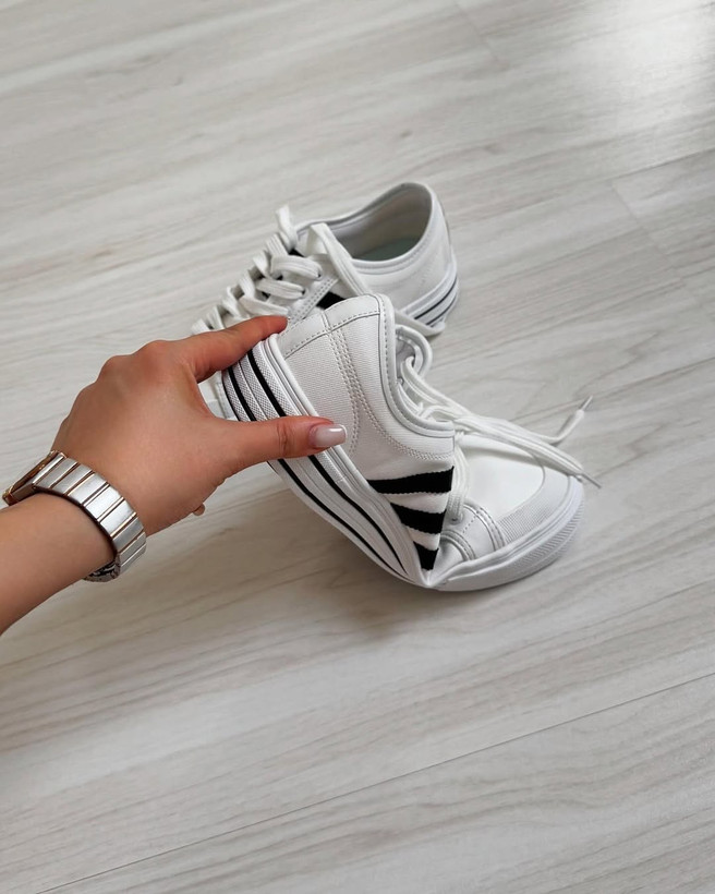 کتونی آدیداس مشکی سفید مدل ونس استایل | کفش اسپرت Adidas زنانه