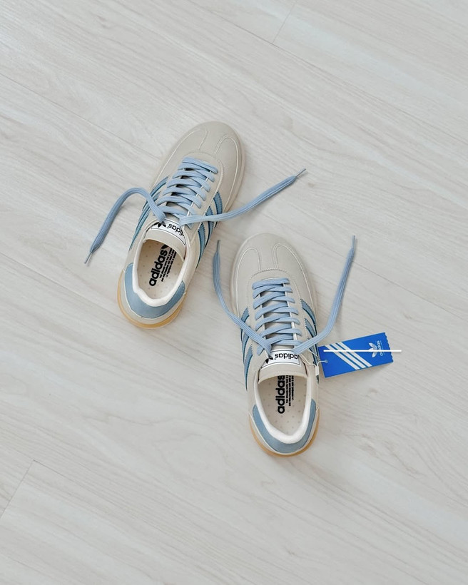 کتونی ادیداس ساموآ کرم آبی | کفش اسپرت Adidas Samoa