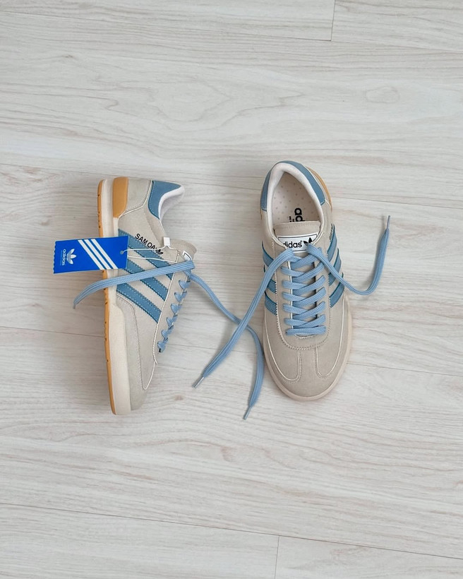 کتونی ادیداس ساموآ کرم آبی | کفش اسپرت Adidas Samoa