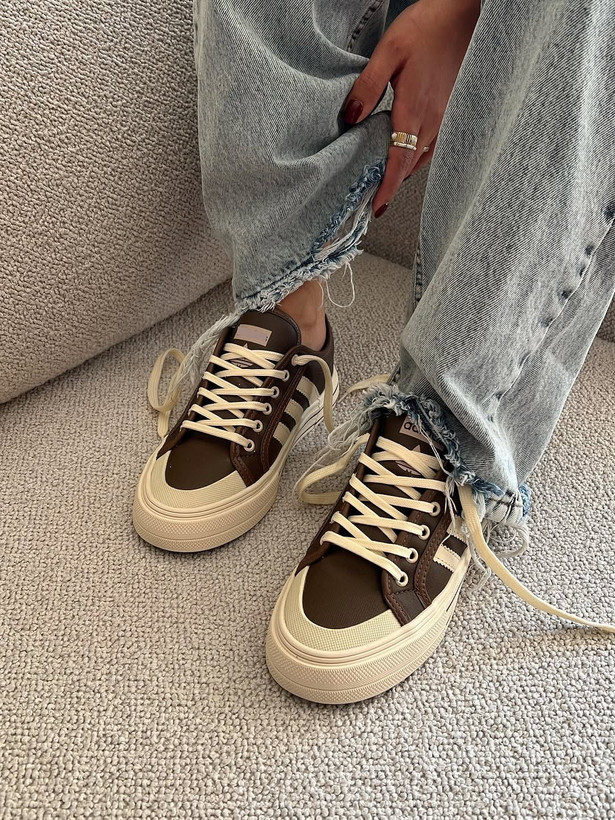 کتونی آدیداس مشکی سفید قهوه ای مدل ونس استایل | کفش اسپرت Adidas زنانه